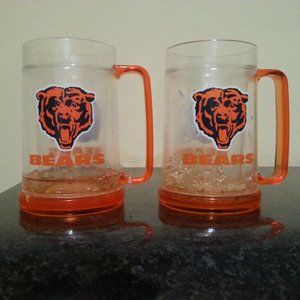 2 Chicago Bears Mugs NFL(Ice chips Frozen look)Plastic